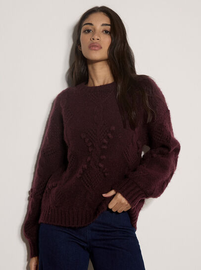 Brushed Bobble Cable Knit Jumper