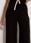 Jersey Crepe Stripe Wide-Leg Trousers, Black, large