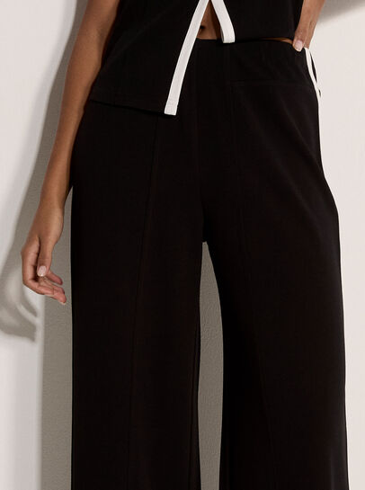Jersey Crepe Stripe Wide-Leg Trousers