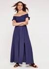 Cross Over Slit Dress, Blue, large