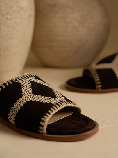 Suede Raffia Sandals