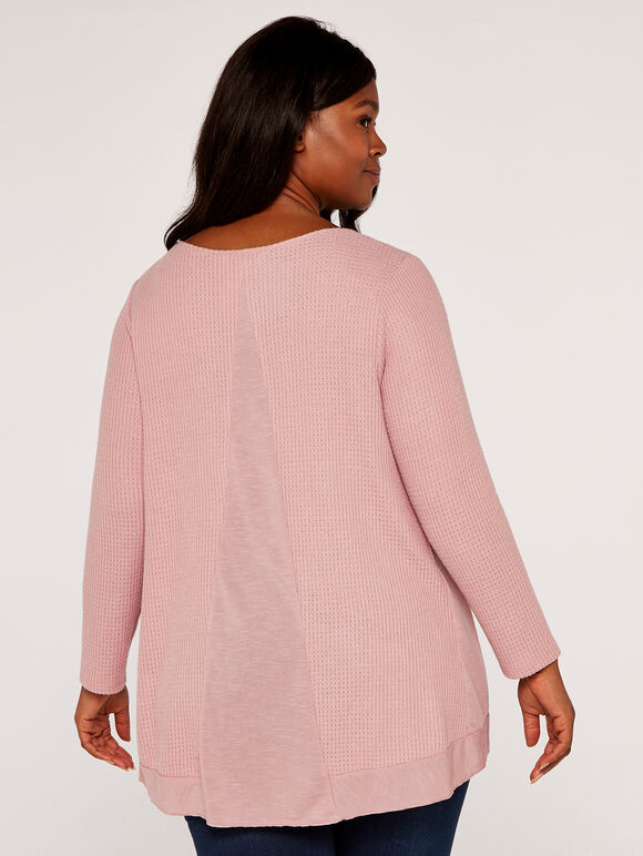 Curve Waffle Knit Top, Pink, large