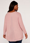 Curve Waffle Knit Top, Pink, large