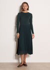 Ribbed Knit Midi Dress, Green, large
