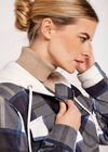 Check Zip Through Shacket, Navy, large