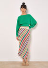Hand Crocheted Stripe Midi Skirt, Stone, large