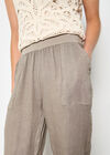 Pure Linen Tapered Joggers, Stone, large