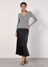 Ribbed Knit Sparkle Wrap Jumper, Silver, large