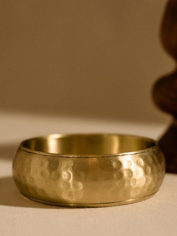 Brass Bangle, Gold, large