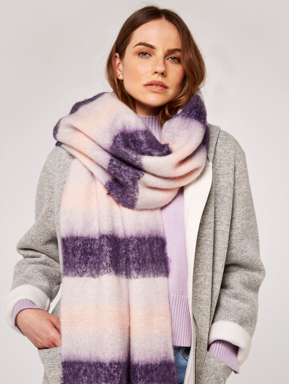Colour Stripe Scarf, Pink, large