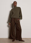 Ribbed Knit Batwing Cape Jumper, Khaki, large