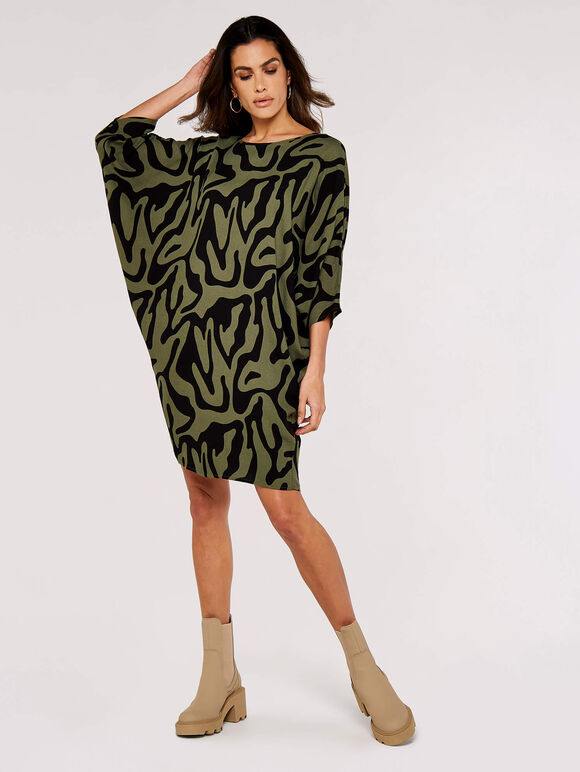 Swirl  Cocoon Dress, Khaki, large