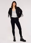 Fringed Suedette Jacket, Black, large