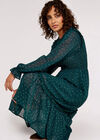 Polka Dot Smocked Midi Dress, Green, large