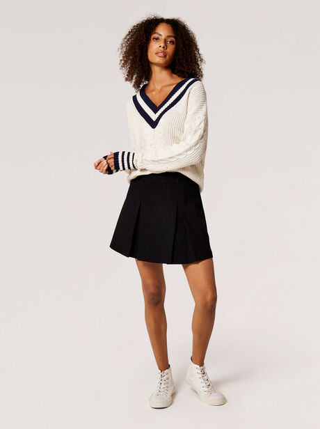 Pleated Tailored Mini Skirt