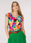 Colour Block Leaf Top, Red, large