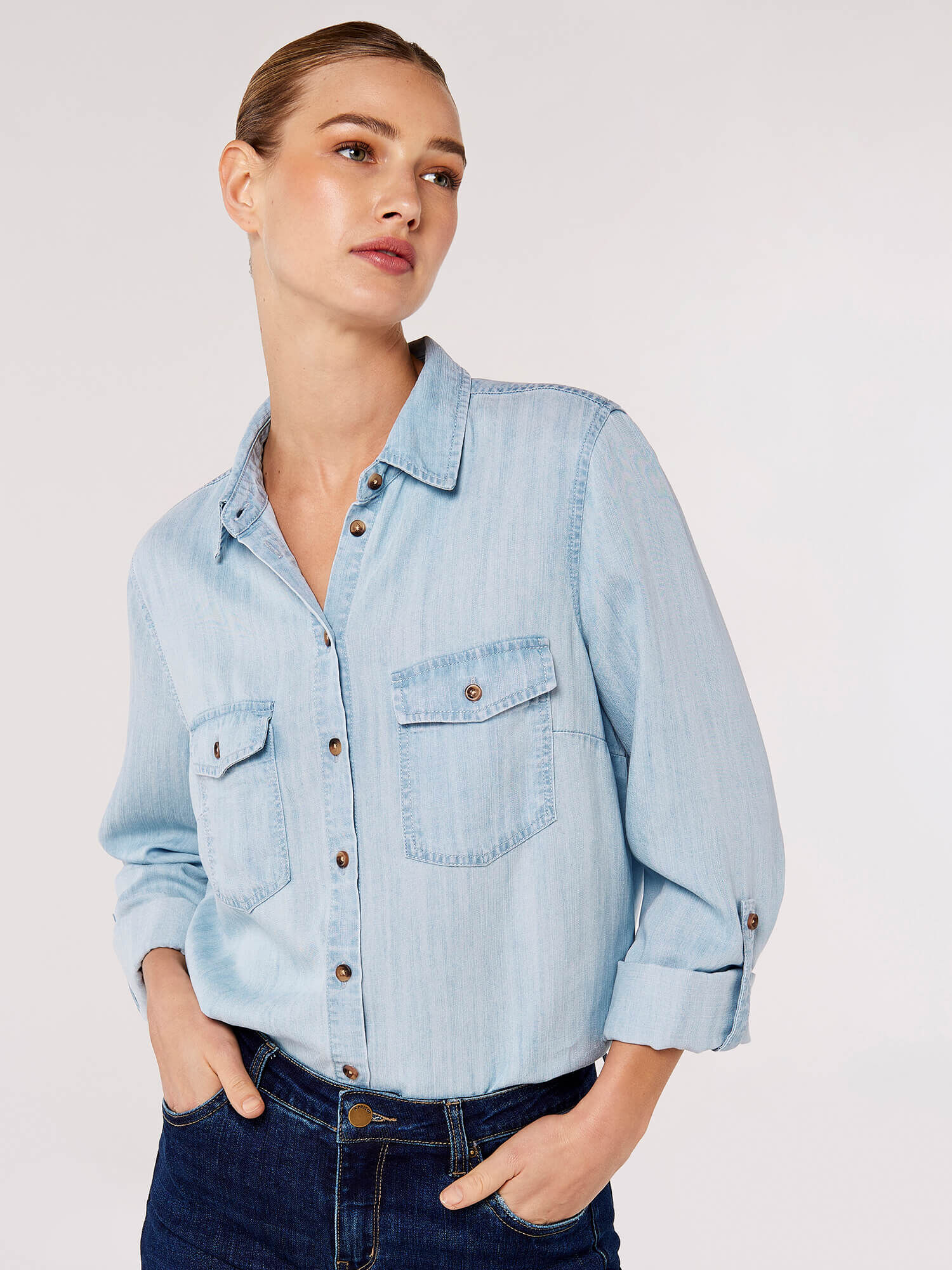 Denim shirt light top blue