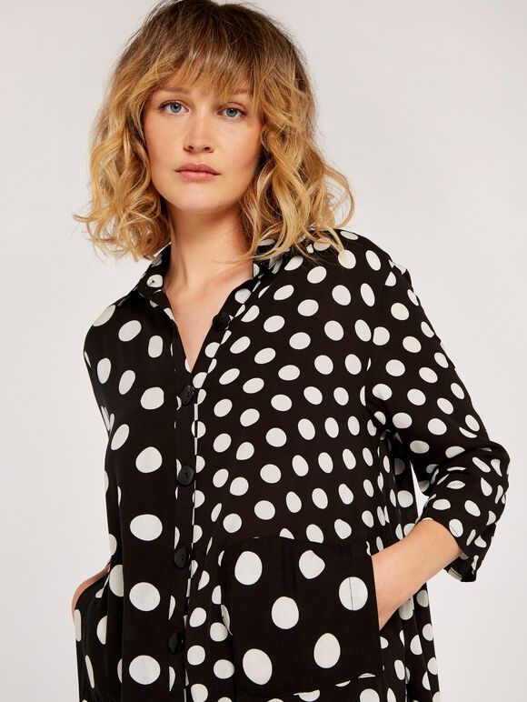 Polkadot Longline Shirt, Cream, large