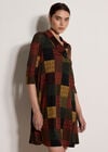 Textured Check Knit Midi Dress, Khaki, large