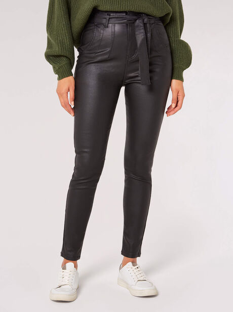 Leather-Look Skinny Fit Trousers