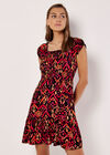 Colourful Ikat Milkmaid Mini Dress, Black, large