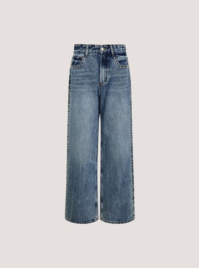 Maca Stud Embellished Wide Leg Jeans