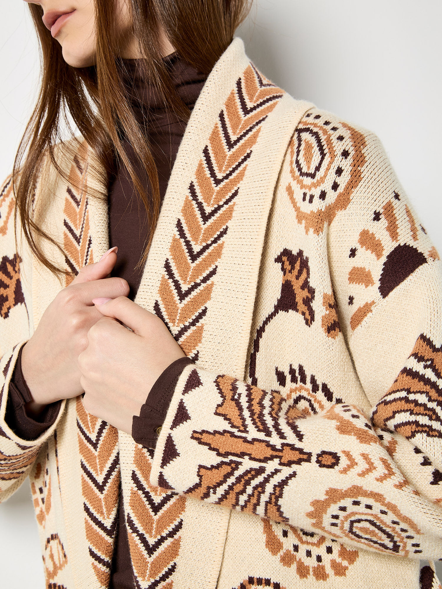 Ameri☆ UND HERRINGBONE JACQUARD CARDIGAN Ameri（アメリ）の「UND HERRINGBONE JACQUARD KNIT CARDIGAN