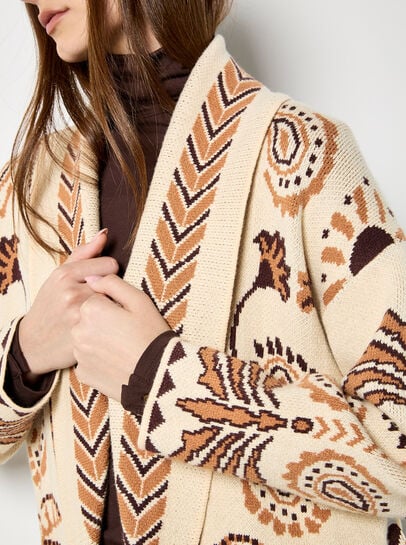 Chevron Palm Belted Cardigan