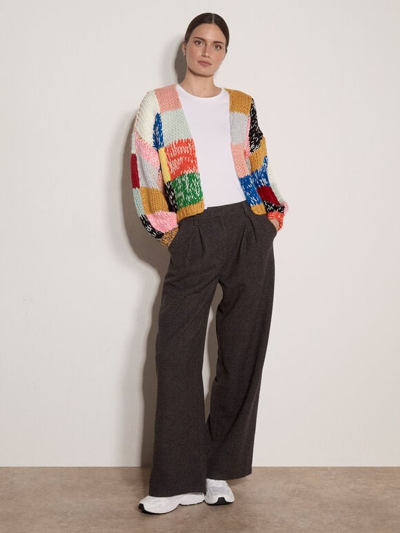 Hand-Crochet Colour Block Cardigan, Assorted, large