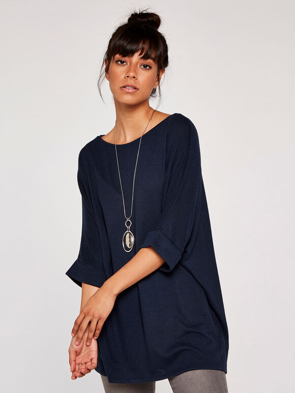 Batwing Top, Navy, large