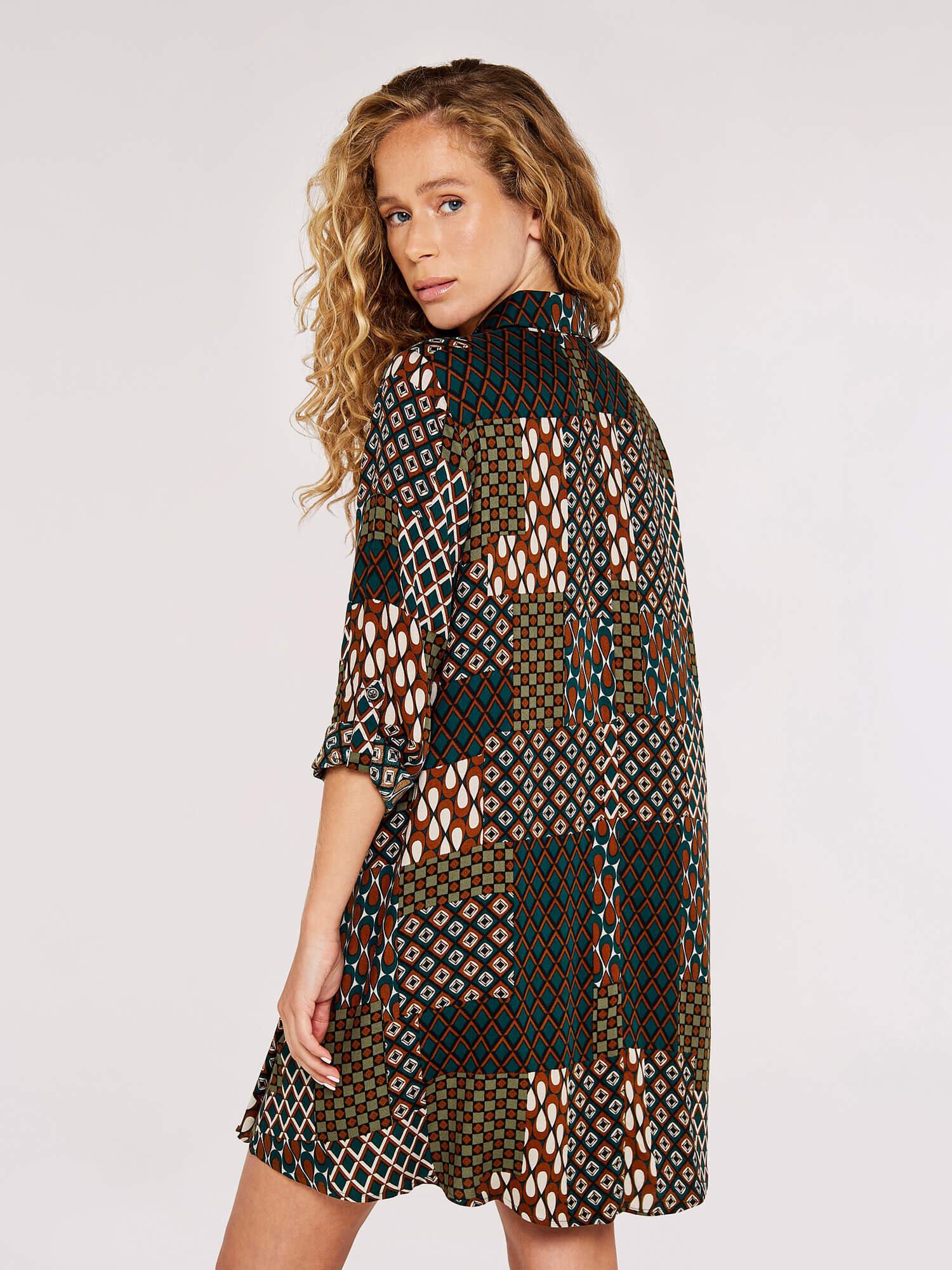 Rust spot clearance print shirt dress