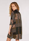 Patchwork Shirt Mini Dress, Rust, large