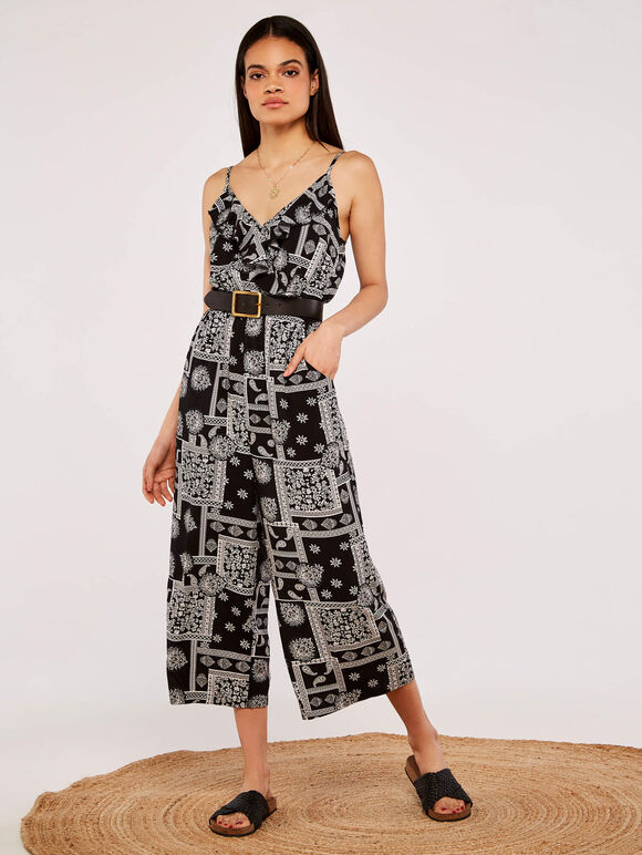 Vintage Patchwork Jumpsuit, Black, large