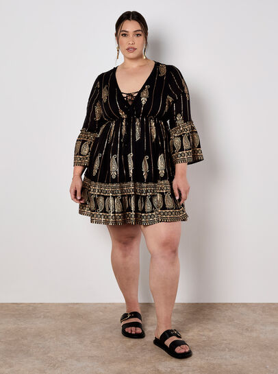 Paisley Shimmer Mini Dress