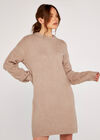 Cable Knit Jumper Dress, Stone, large