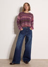 Tonal Stripe Fluffy Jumper, Purple, large