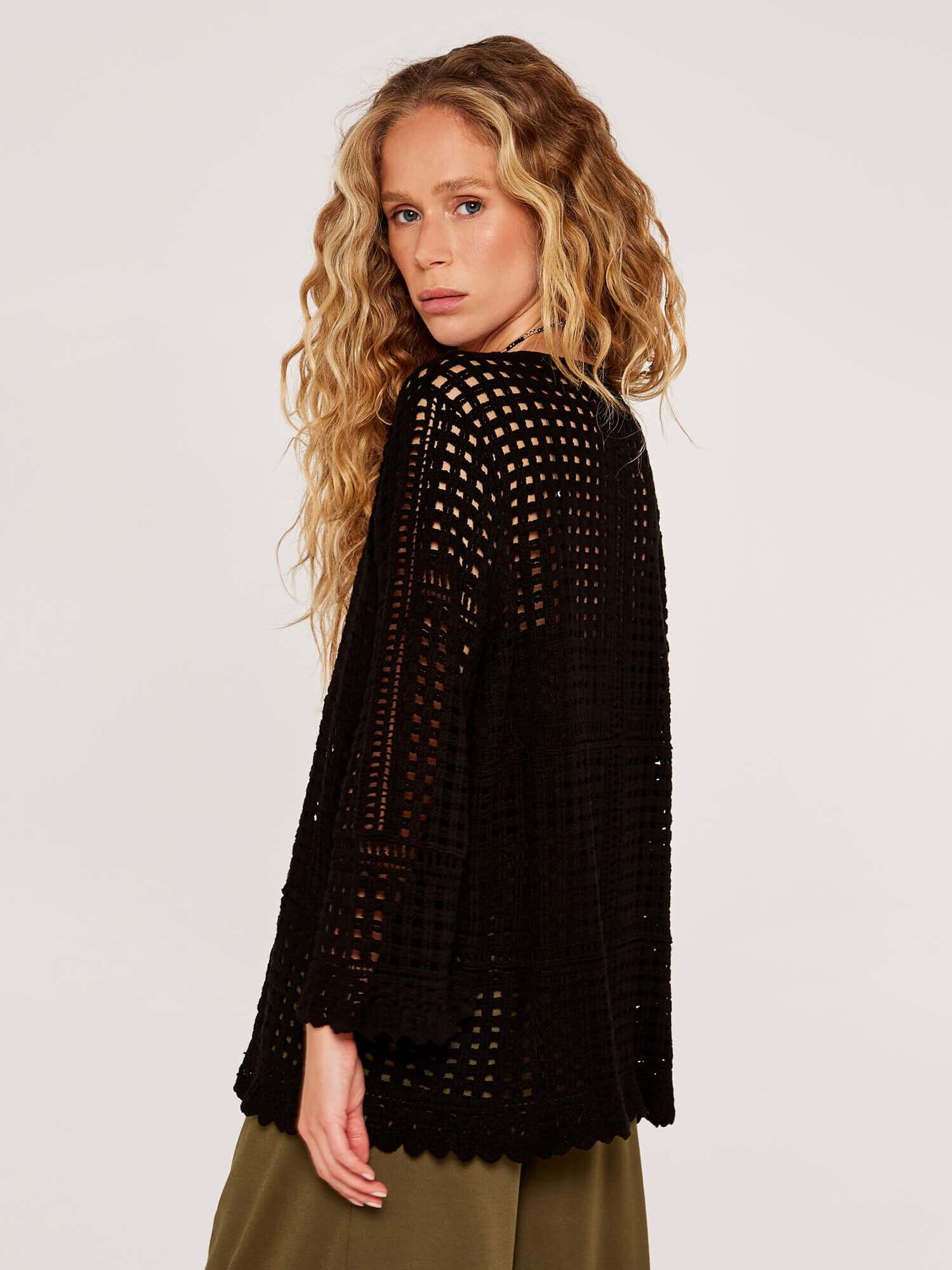 Square Crochet Cardigan Apricot Clothing