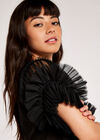 Tulle Sleeve Top, Black, large