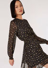 Gold Foil Spot Dress, Black, large