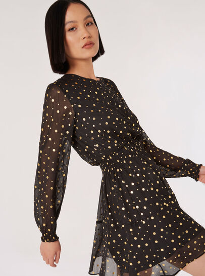 Gold Foil Spot Dress