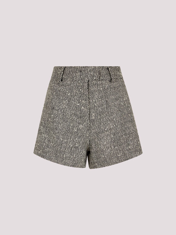 Woven Textured Shorts, Black, large