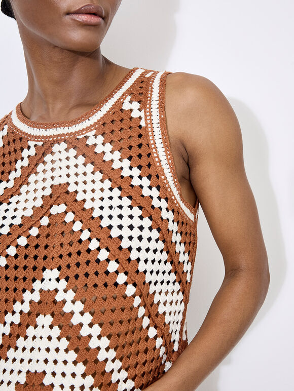 Chevron Crochet Top, Stone, large