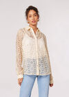 Geometric Guipure Lace Shirt, Stone, large