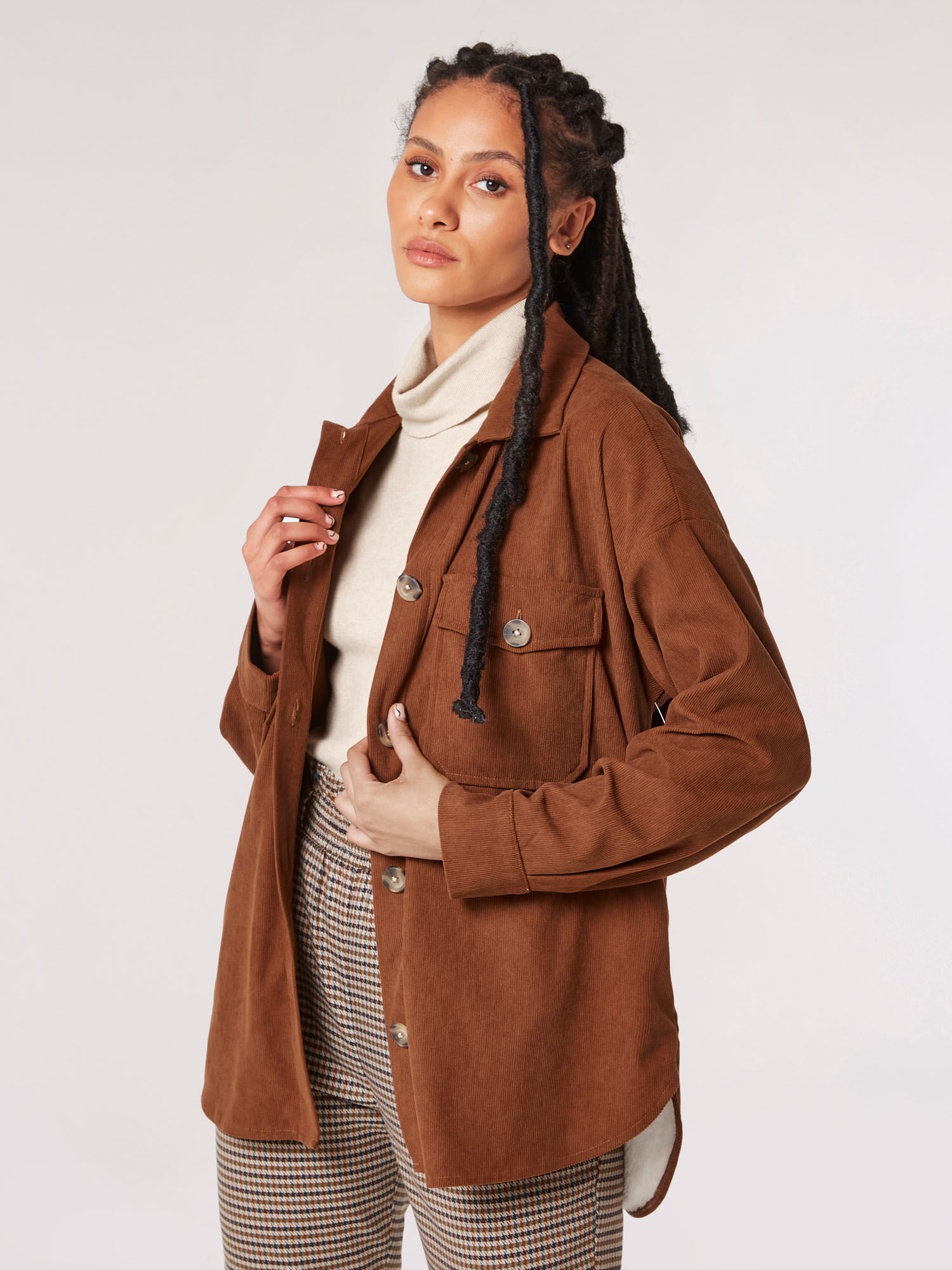 Oversized Corduroy Shirt Apricot Clothing