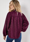 Floral Embroidered Shirt, Burgundy, large
