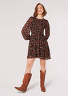 Ditsy Floral Smocked Mini Dress, Burgundy, large