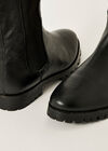 Black Knee High Platform Boots, Black, large
