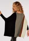 Oversized Colourblock Jumper, Khaki, large