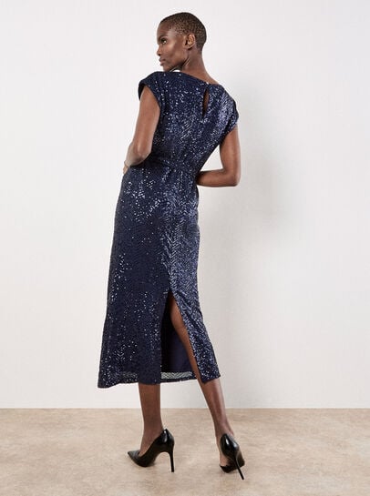 Chevron Sequin Midi Dress