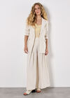 Pinstripe Pleat Palazzo Trousers, Stone, large